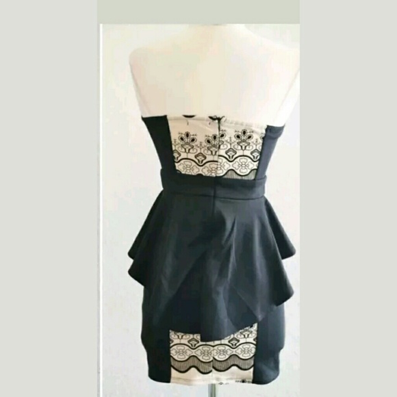 Tan & black pattern strapless dress - Picture 2 of 2